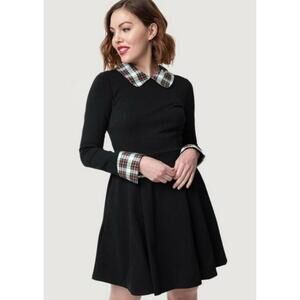 Smak Parlour Black and Red Plaid Fit and Flare Ladies JR. Dress XL #C